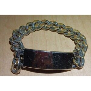 Vintage Champion Rhodium Plated Chain Link Mens ID Bracelet Pat No. 3365701